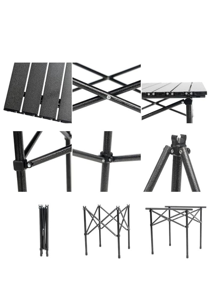 السيميا طاولة تخييم قابلة للطي، طاولة شاطئ محمولة، مع حقيبة محمولة، مناسبة للاستخدام الداخلي والخارجي والتخييم والفناء الخلفي والحفلات والفناء، طاولة تخييم سوداء على الشاطئ - Image 2